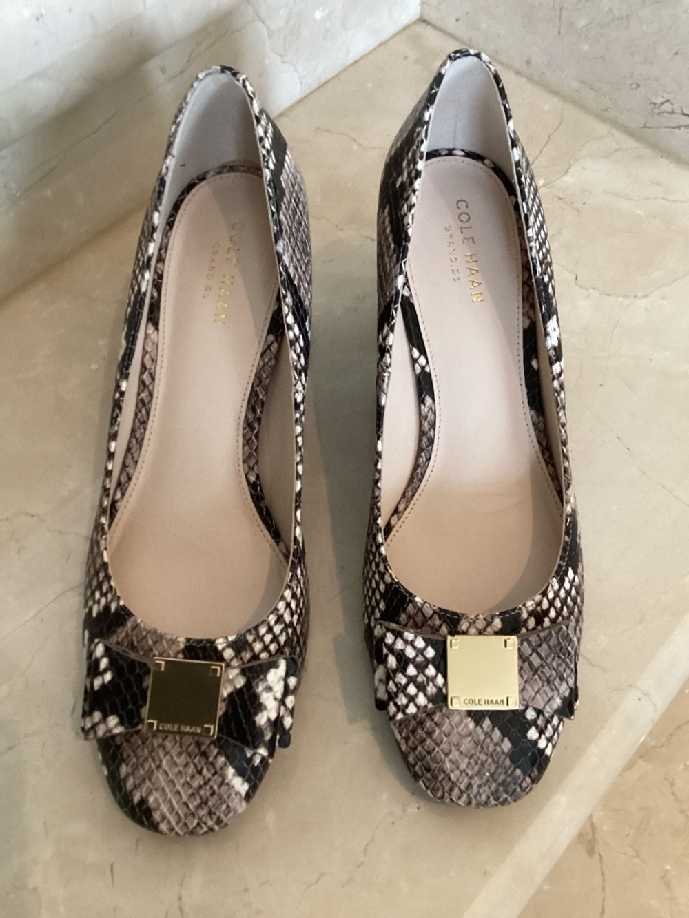 COLE HAAN Snakeskin Embossed Pump 7.5M with 2.5 inch Heel - LIKE NEW